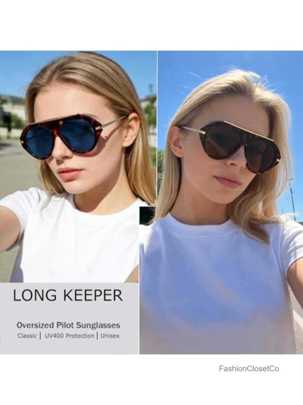 Oversized Pilot Sunglasses Retro 70s UV400 Gold Toned Temples Square